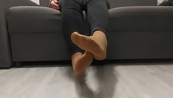 Monika Nylon Flaunts Her Shapely Legs In Sheer Hosiery After A Full Day